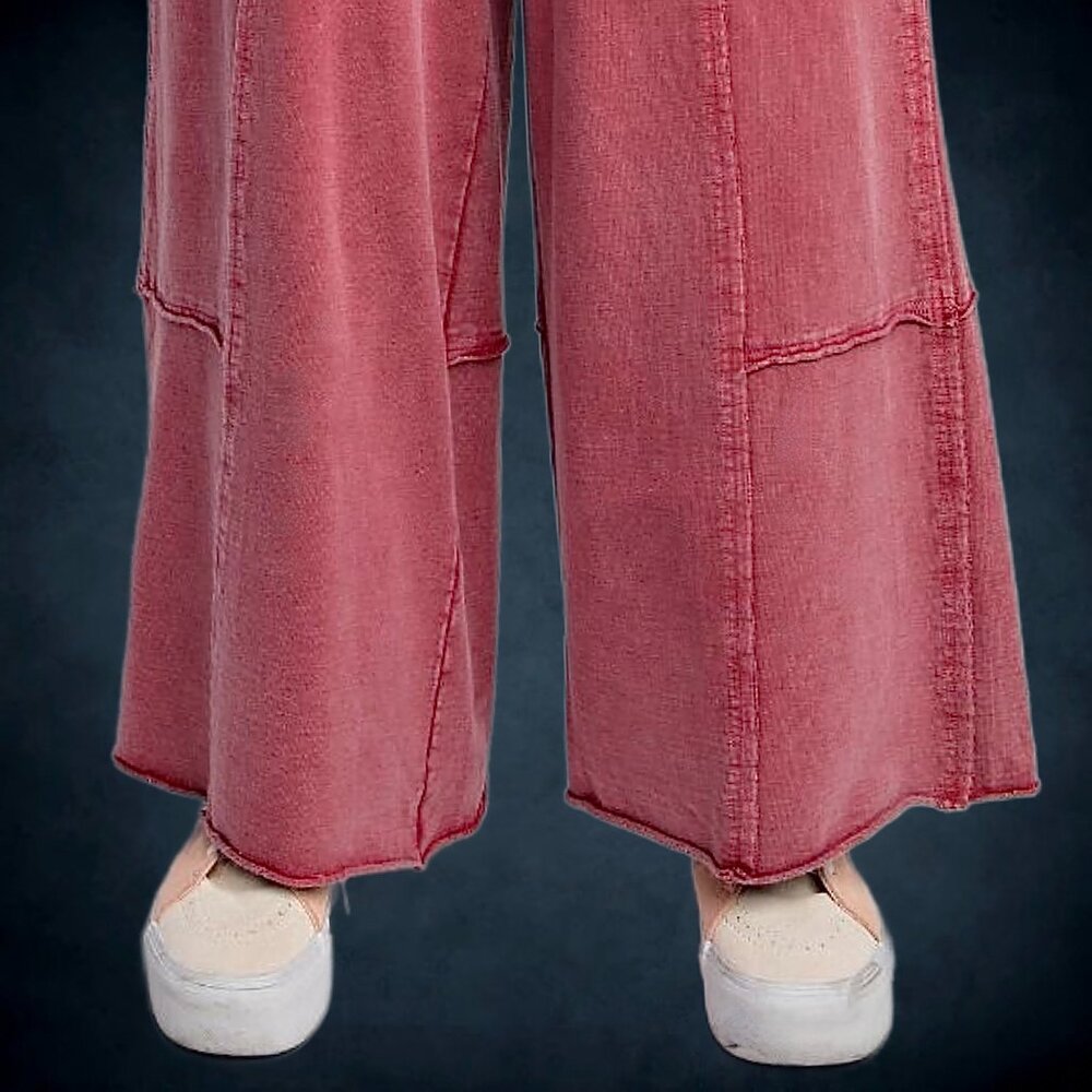 EASEL “Feeling Good Cargos” Mineral Washed Flared Leg, Raw Seams & Hems, Pockets - Picture 12 of 16